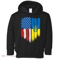 Stand With Ukraine Painted Distressed USA Ukrainian Flags Toddler Hoodie thumb 0