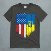 Stand With Ukraine Painted Distressed USA Ukrainian Flags T-Shirt thumb 5
