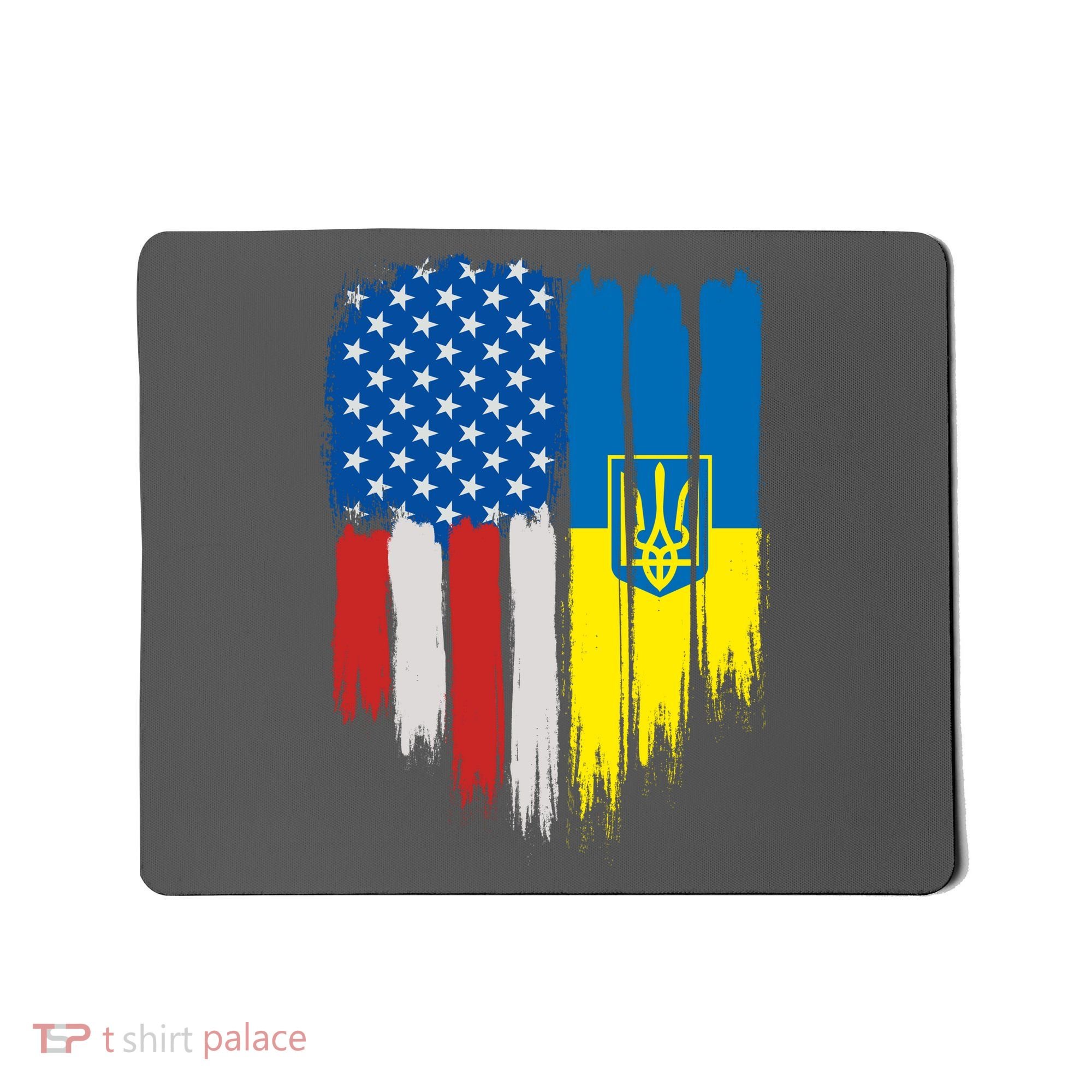 Stand With Ukraine Painted Distressed USA Ukrainian Flags Mousepad