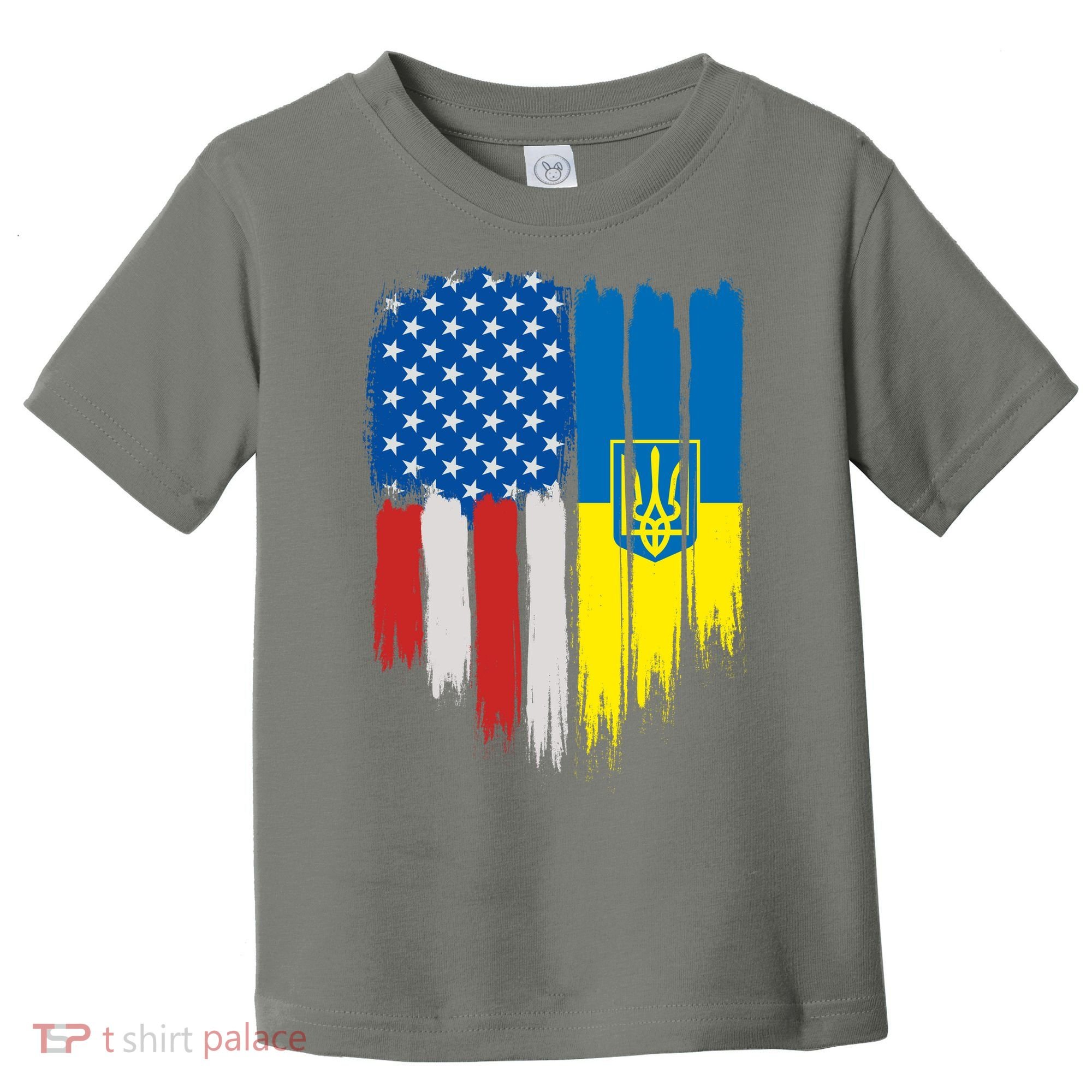 Stand With Ukraine Painted Distressed USA Ukrainian Flags Toddler T-Shirt