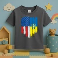 Stand With Ukraine Painted Distressed USA Ukrainian Flags Toddler T-Shirt thumb 3