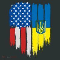 Stand With Ukraine Painted Distressed USA Ukrainian Flags Kids Sweatshirt thumb 2