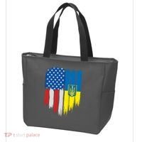 Stand With Ukraine Painted Distressed USA Ukrainian Flags Tote Bag thumb 3