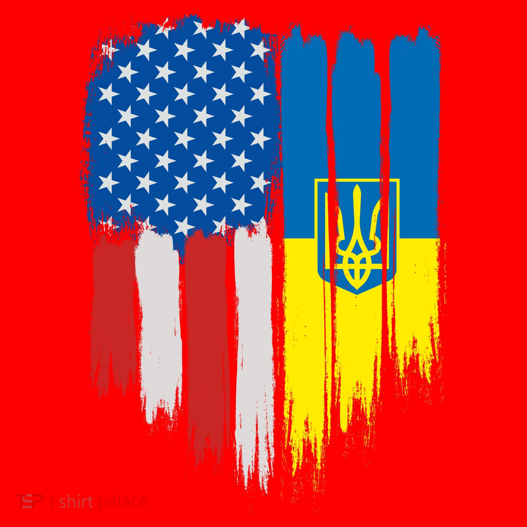 Stand With Ukraine Painted Distressed USA Ukrainian Flags Santa Hat