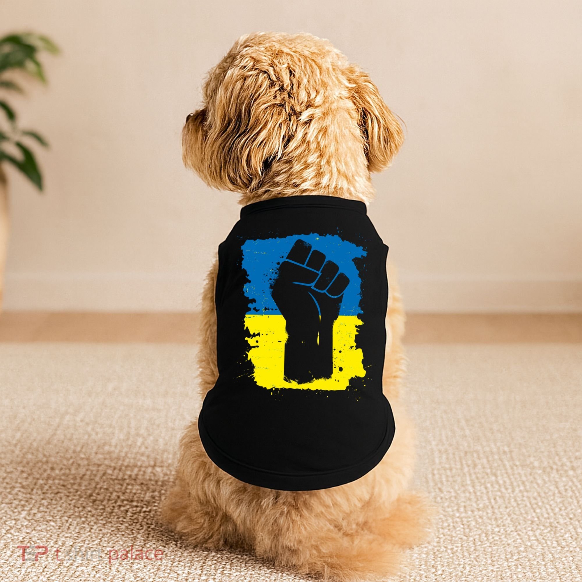 Stand With Ukraine Distressed Protest Fist Ukrainian Flag Doggie Tank