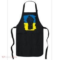Stand With Ukraine Distressed Protest Fist Ukrainian Flag Apron thumb 0