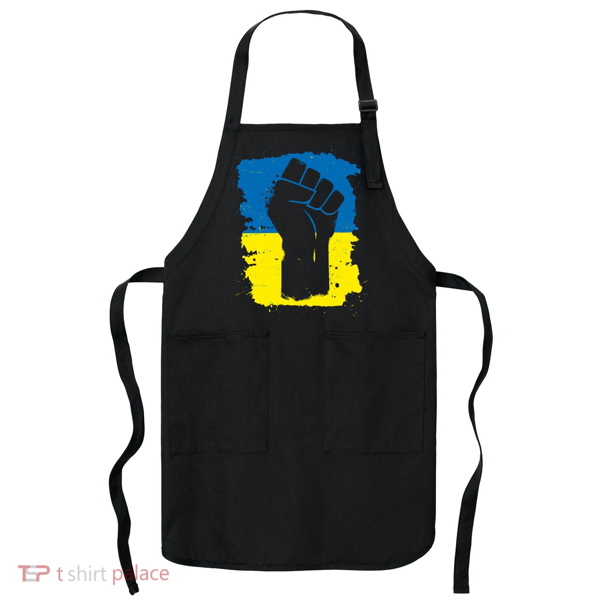 Stand With Ukraine Distressed Protest Fist Ukrainian Flag Apron