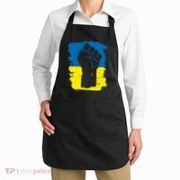 Stand With Ukraine Distressed Protest Fist Ukrainian Flag Apron thumb 2