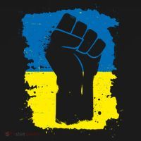Stand With Ukraine Distressed Protest Fist Ukrainian Flag Women's Hoodie thumb 2
