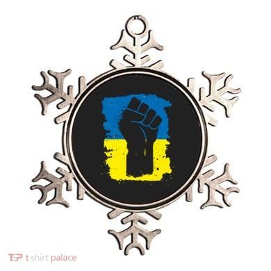 Stand With Ukraine Distressed Protest Fist Ukrainian Flag Ornament