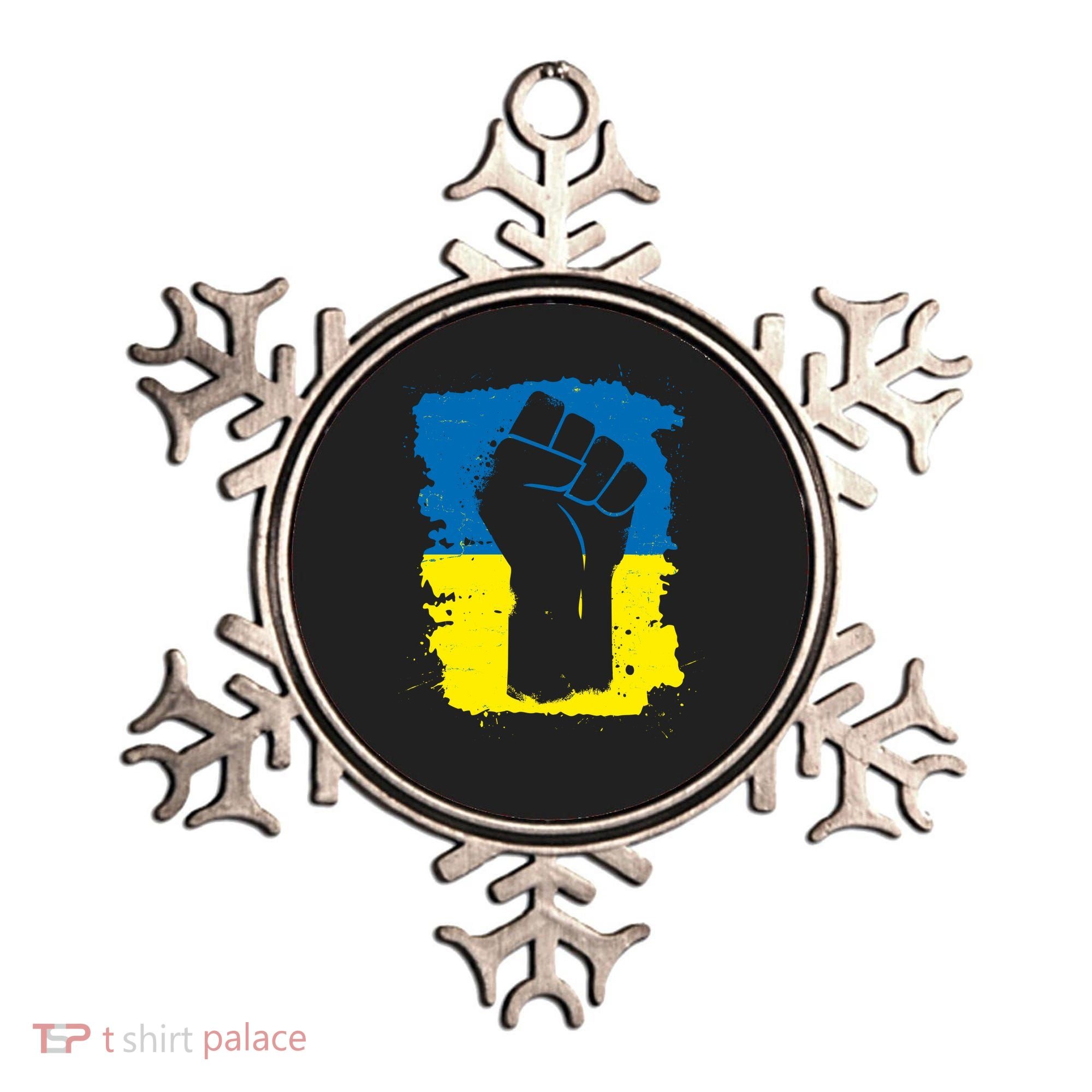 Stand With Ukraine Distressed Protest Fist Ukrainian Flag Ornament