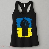 Stand With Ukraine Distressed Protest Fist Ukrainian Flag Women's Tank Top thumb 3