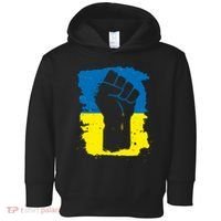 Stand With Ukraine Distressed Protest Fist Ukrainian Flag Toddler Hoodie thumb 0