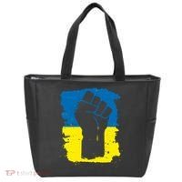 Stand With Ukraine Distressed Protest Fist Ukrainian Flag Tote Bag thumb 0
