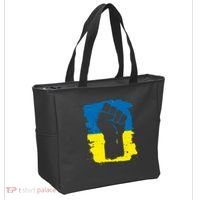 Stand With Ukraine Distressed Protest Fist Ukrainian Flag Tote Bag thumb 2