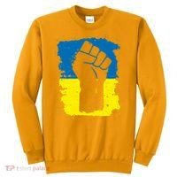 Stand With Ukraine Distressed Protest Fist Ukrainian Flag Sweatshirt thumb 0
