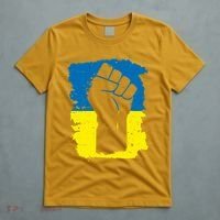 Stand With Ukraine Distressed Protest Fist Ukrainian Flag T-Shirt thumb 5