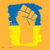 Stand With Ukraine Distressed Protest Fist Ukrainian Flag Baby Bodysuit thumb 2