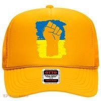 Stand With Ukraine Distressed Protest Fist Ukrainian Flag Hat thumb 0
