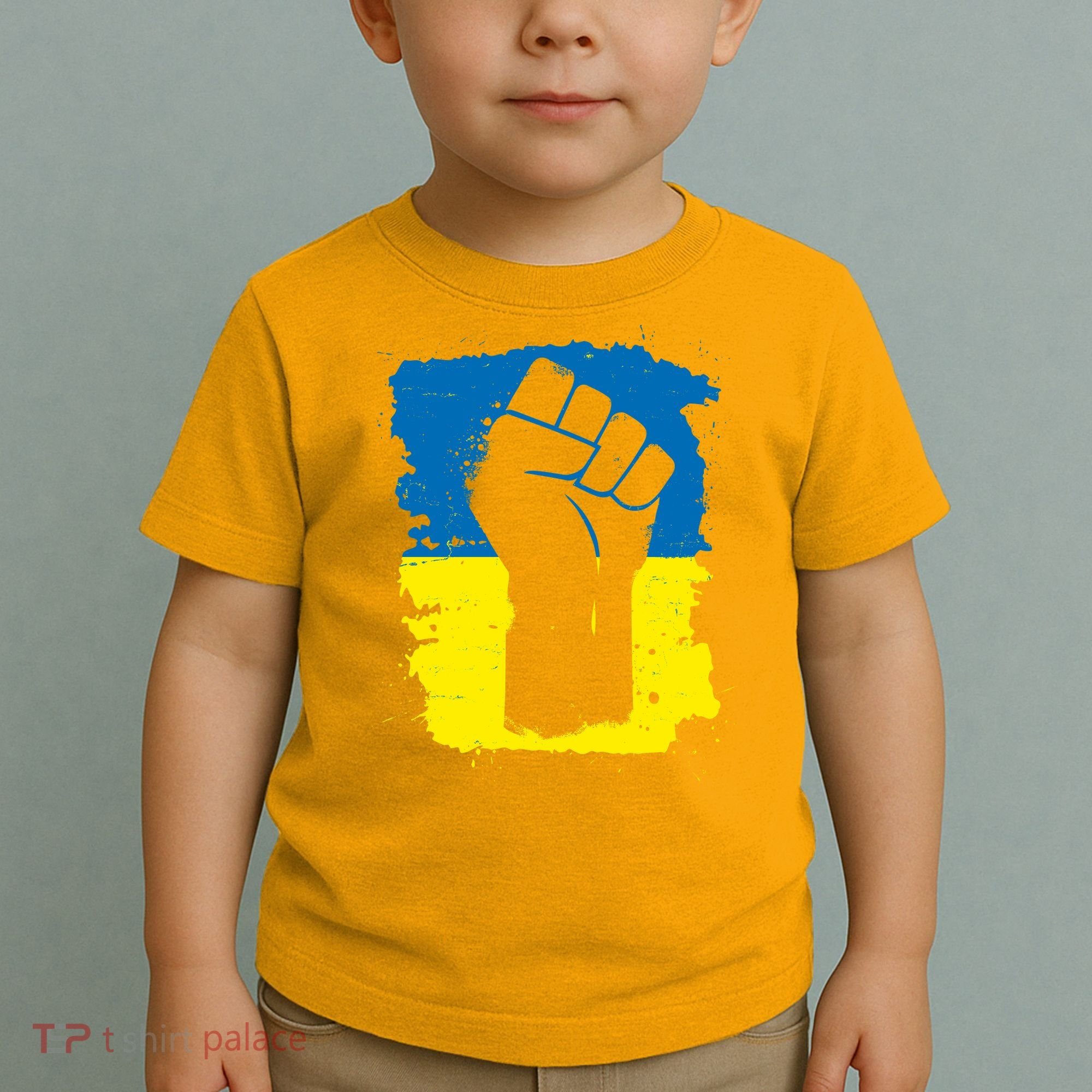 Stand With Ukraine Distressed Protest Fist Ukrainian Flag Toddler T-Shirt