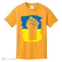 Stand With Ukraine Distressed Protest Fist Ukrainian Flag Kids T-Shirt thumb 0