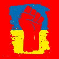 Stand With Ukraine Distressed Protest Fist Ukrainian Flag Santa Hat thumb 1