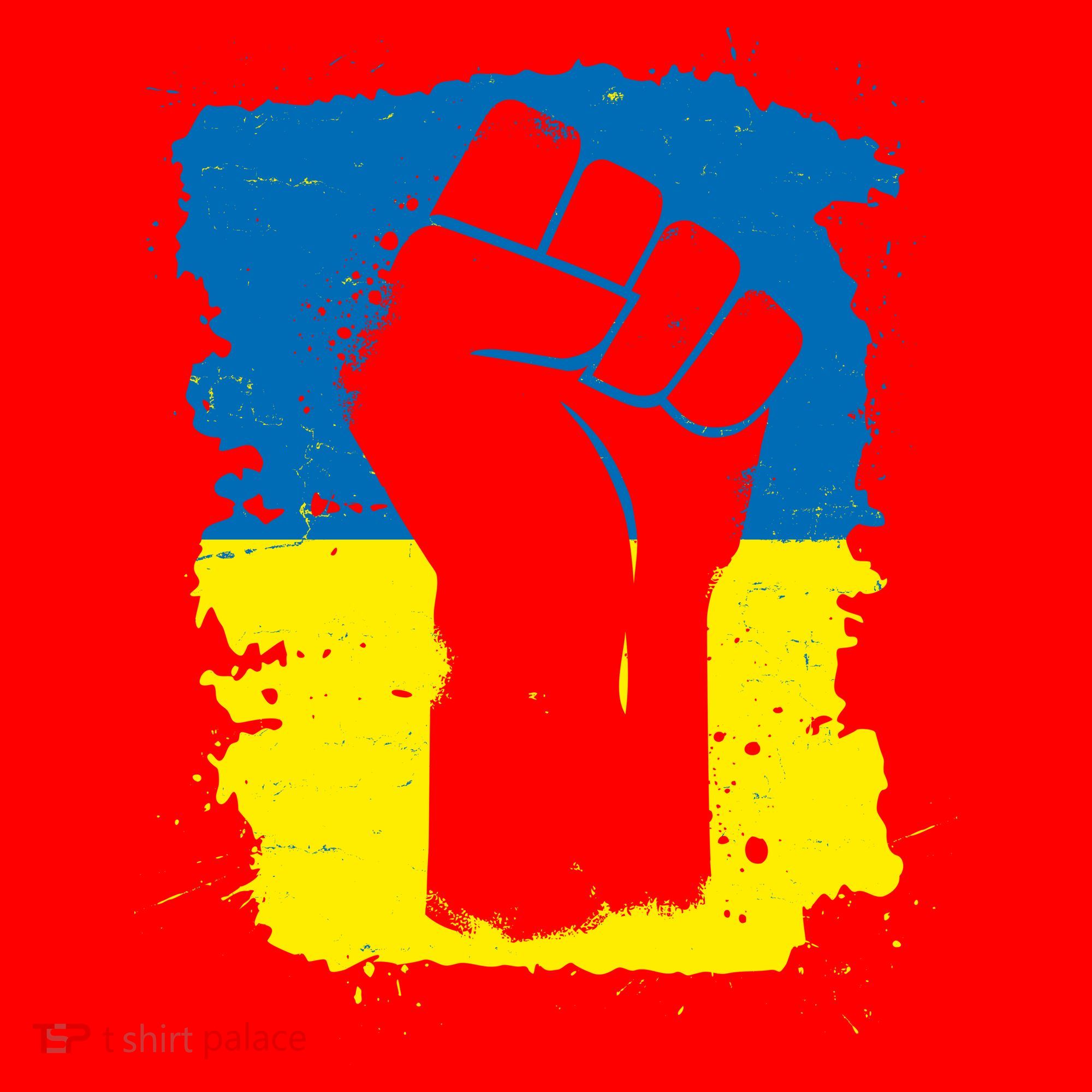 Stand With Ukraine Distressed Protest Fist Ukrainian Flag Santa Hat