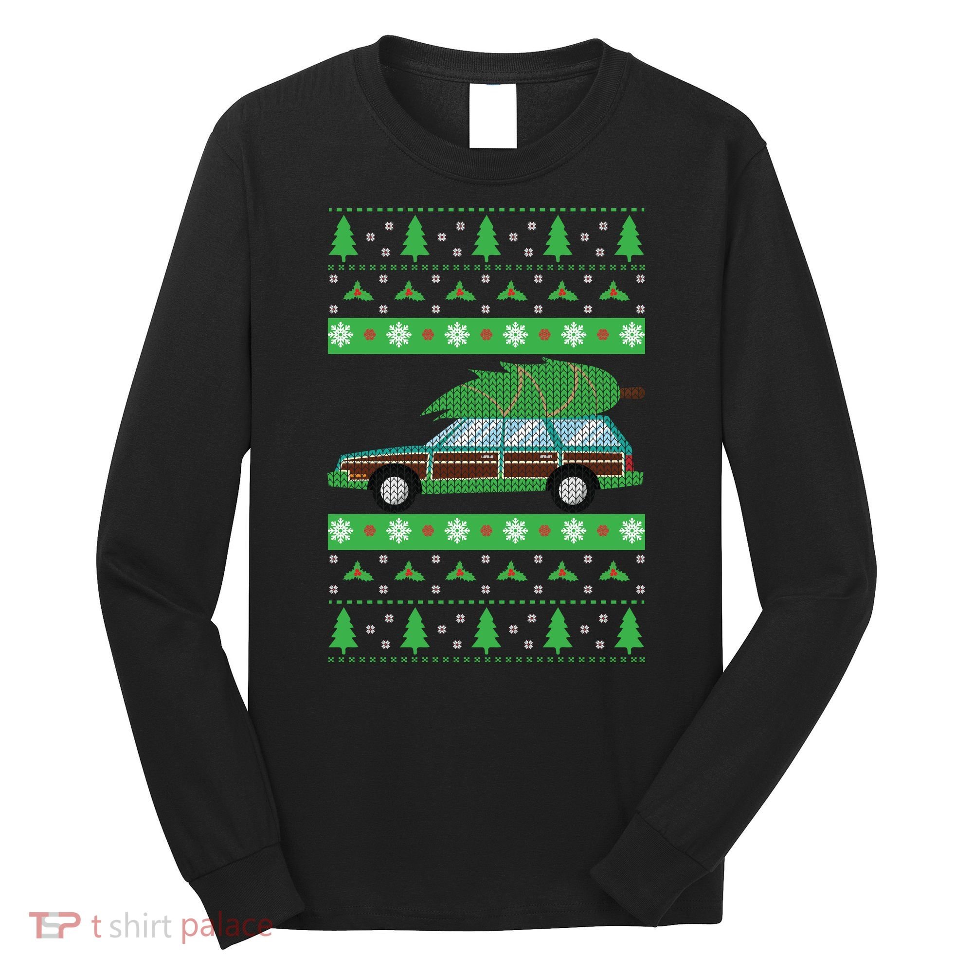Station Wagon Ugly Christmas Sweater Funny Truck Gift Long Sleeve Shirt