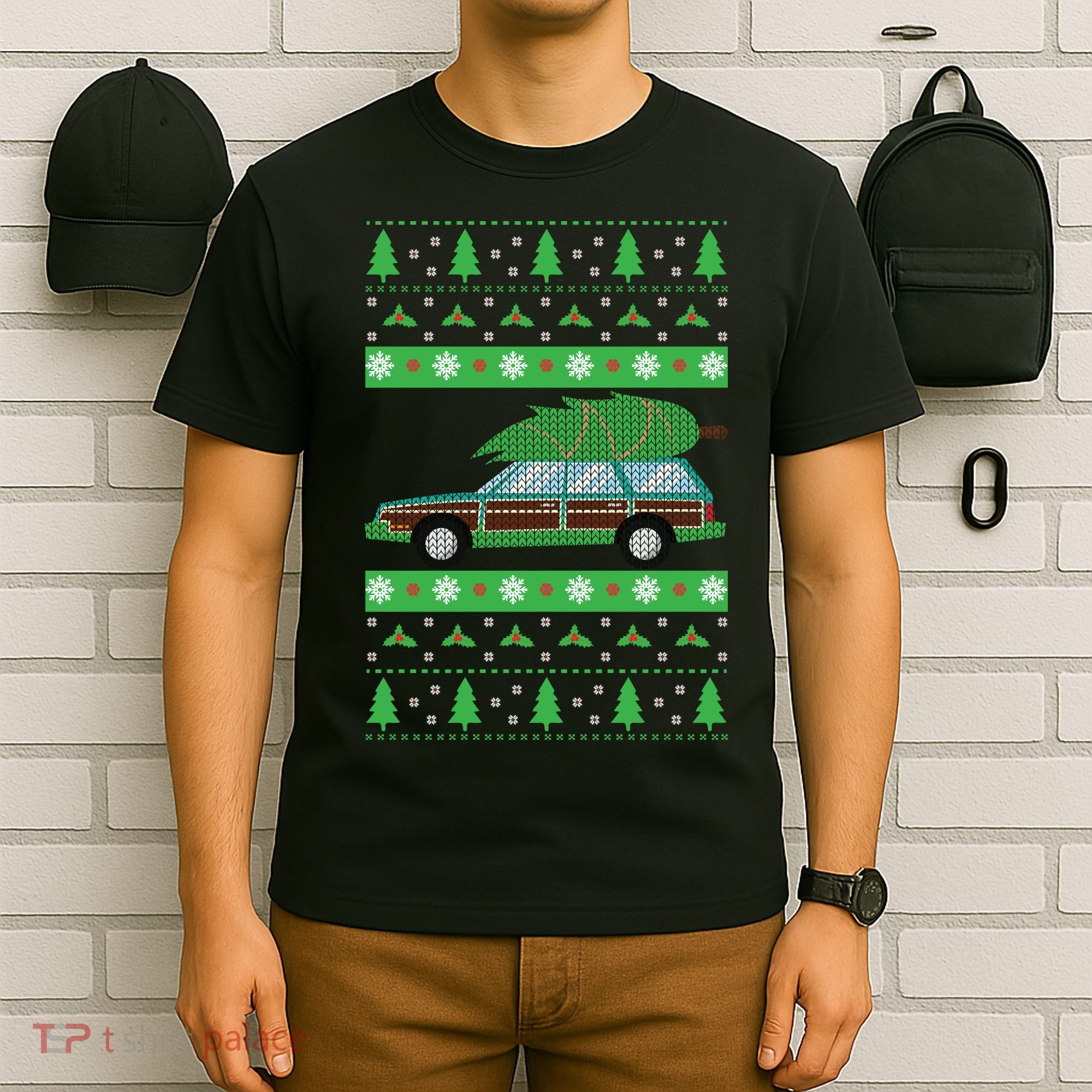 Station Wagon Ugly Christmas Sweater Funny Truck Gift T-Shirt