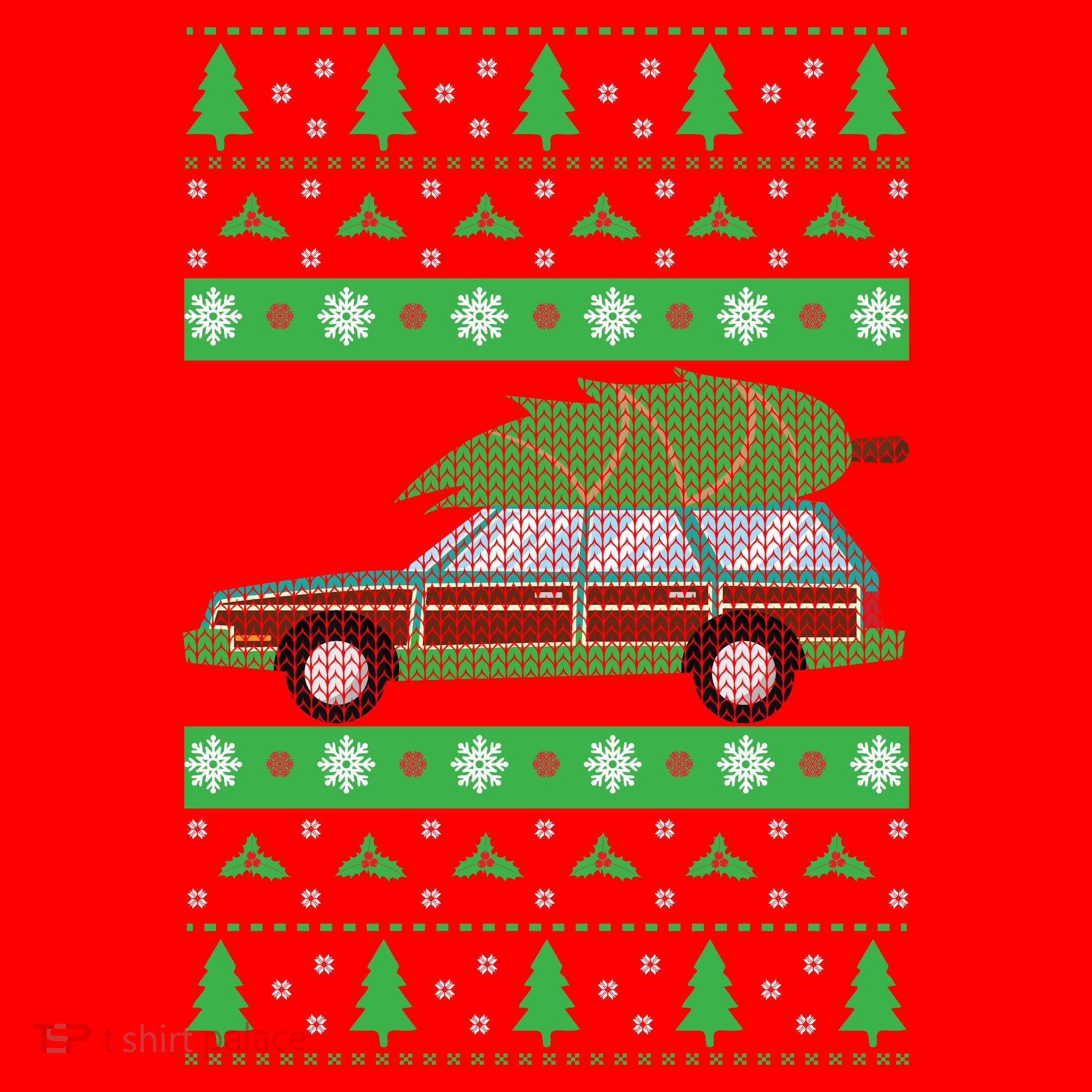 Station Wagon Ugly Christmas Sweater Funny Truck Gift Santa Hat
