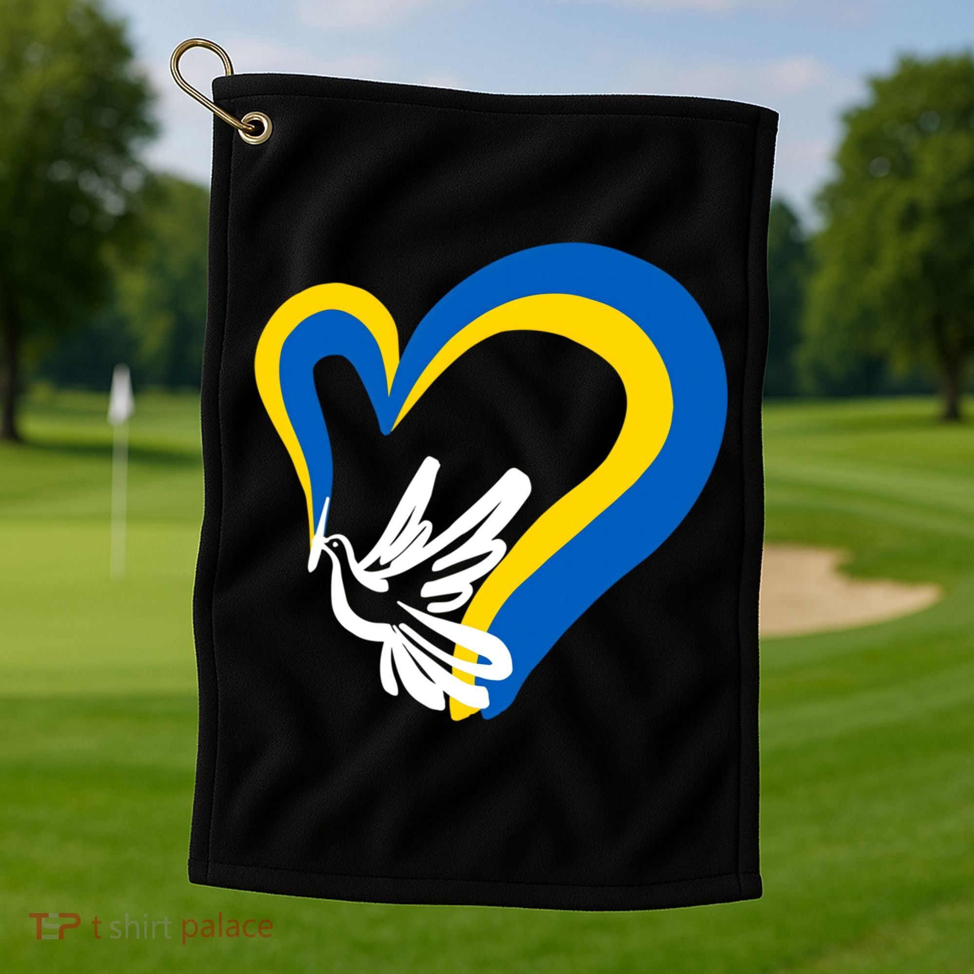 Stand With Ukraine Dove World Peace Strong Ukrainian People Gift Golf Towel