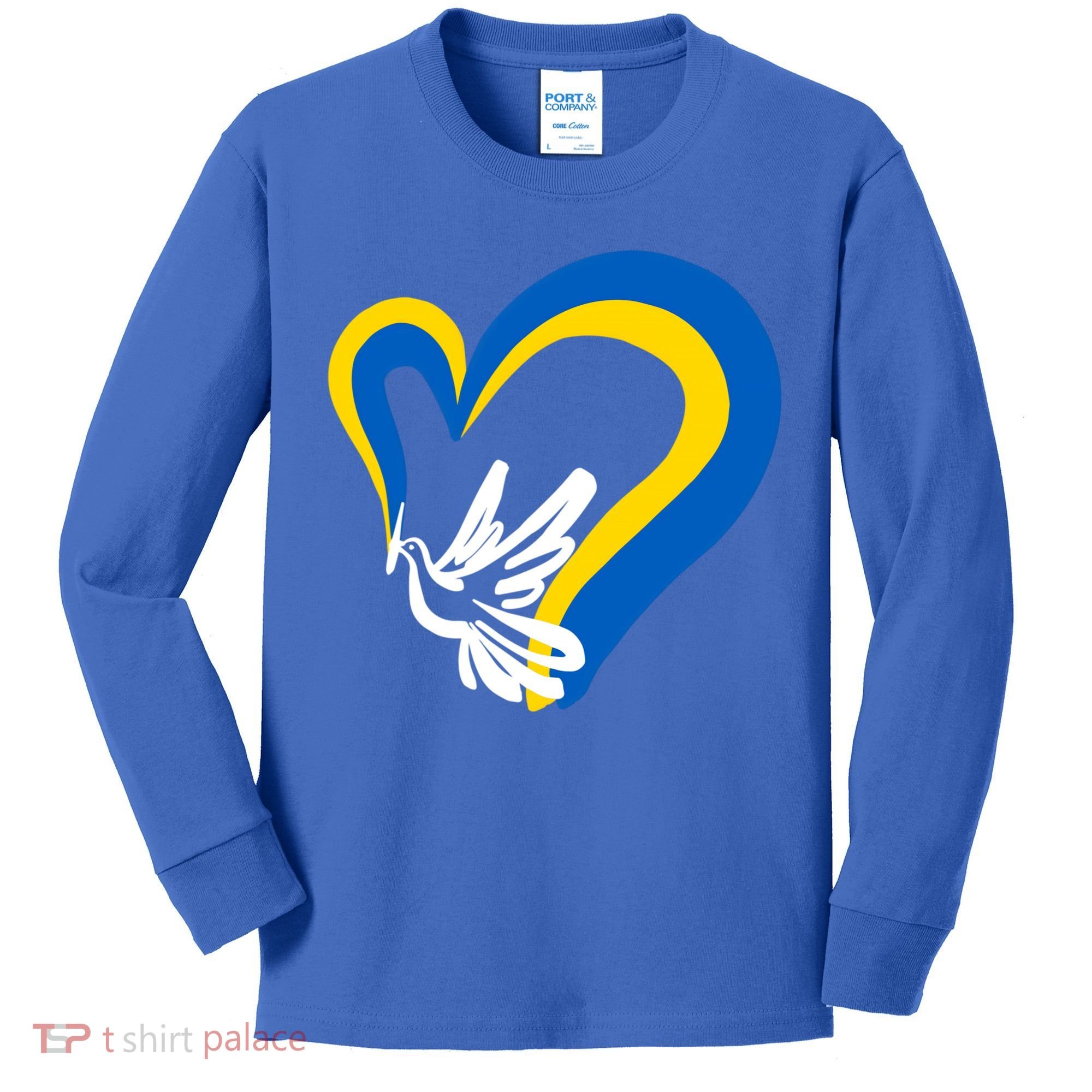 Stand With Ukraine Dove World Peace Strong Ukrainian People Gift Kids Long Sleeve Shirt