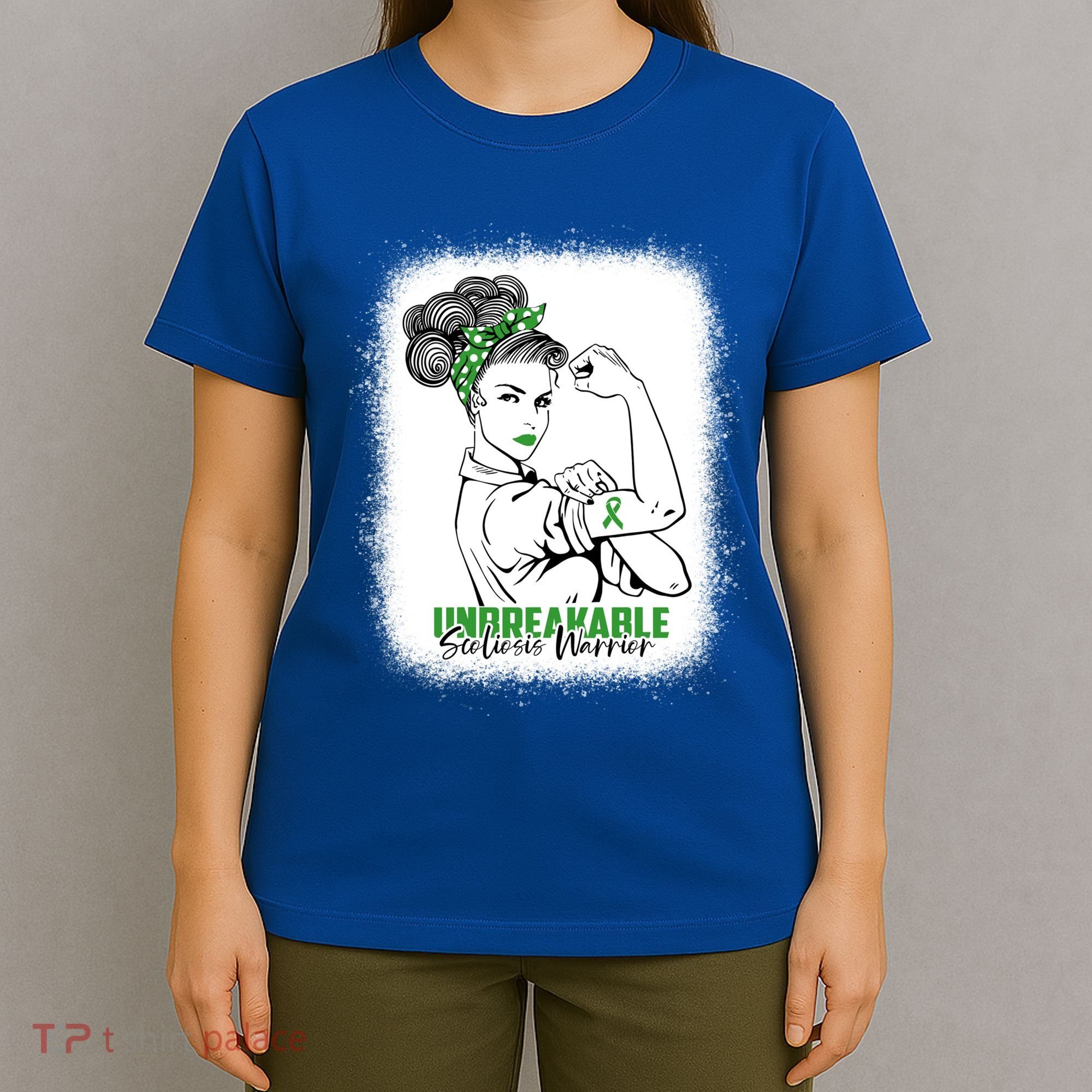 Scoliosis Warrior Unbreakable Bleached Scoliosis Awareness Gift T-Shirt