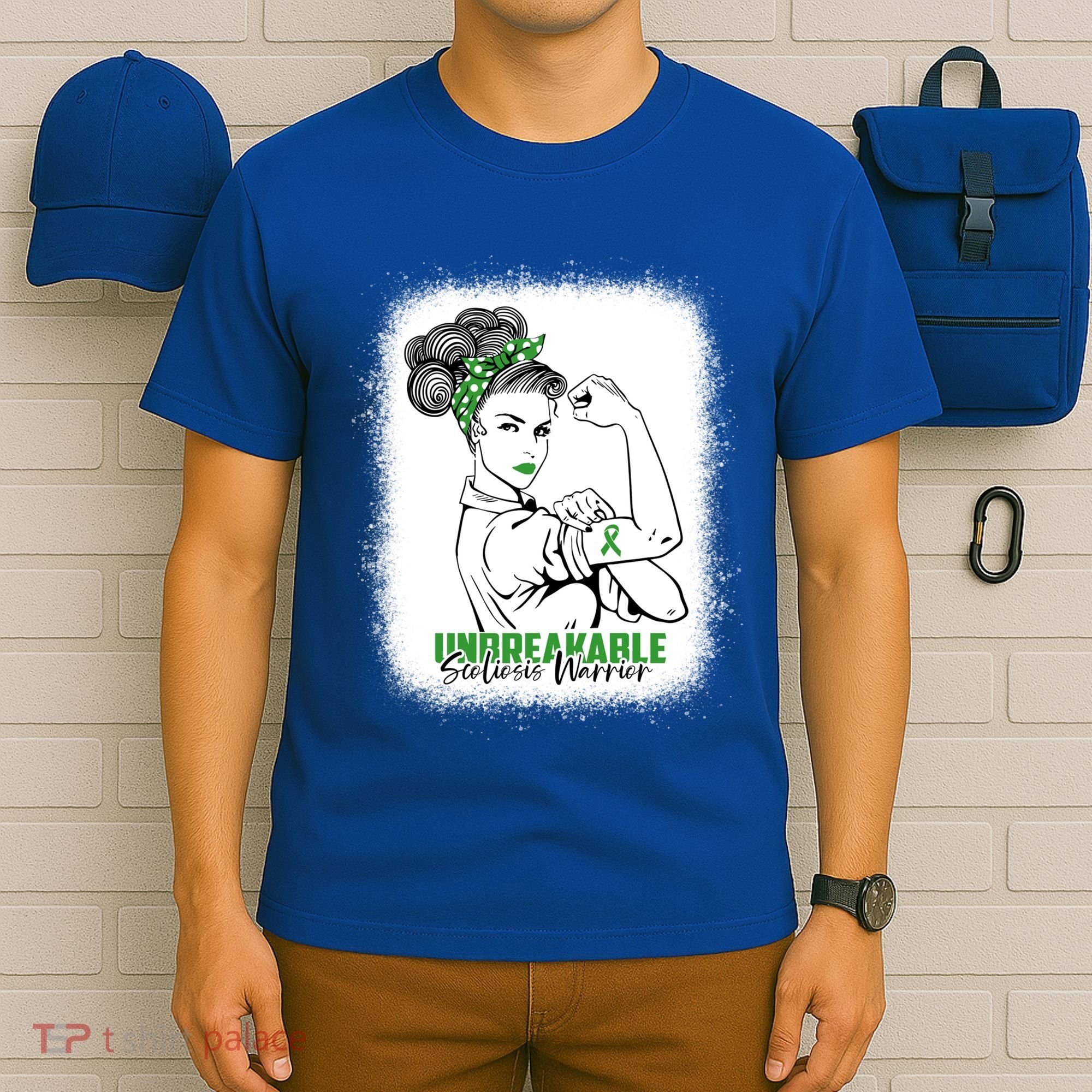 Scoliosis Warrior Unbreakable Bleached Scoliosis Awareness Gift T-Shirt