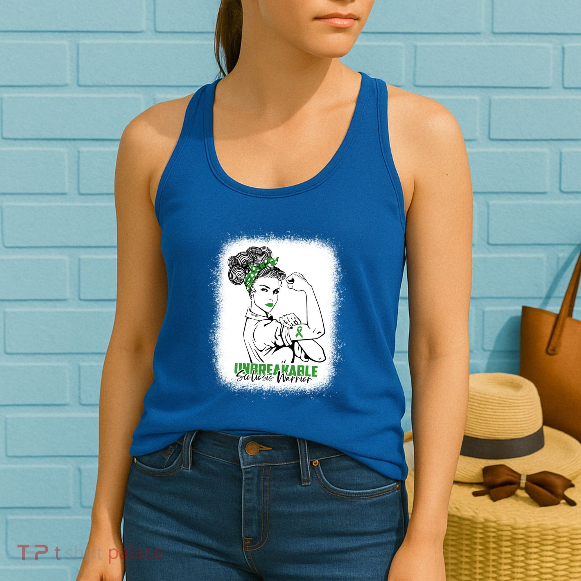 Scoliosis Warrior Unbreakable Bleached Scoliosis Awareness Gift Women's Tank Top