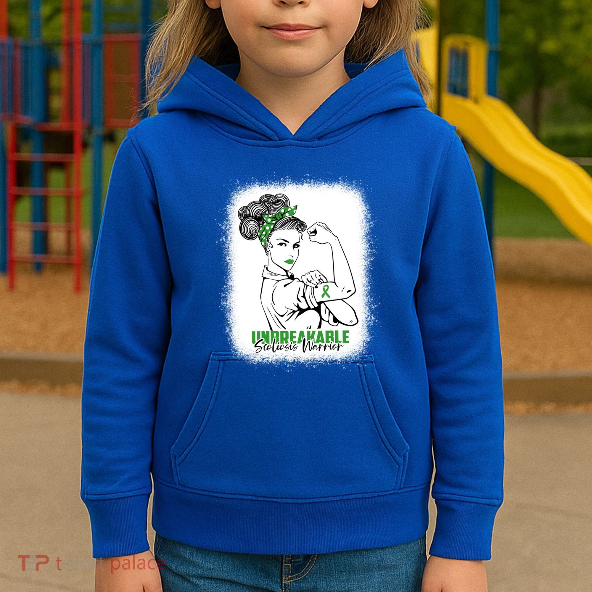 Scoliosis Warrior Unbreakable Bleached Scoliosis Awareness Gift Kids Hoodie