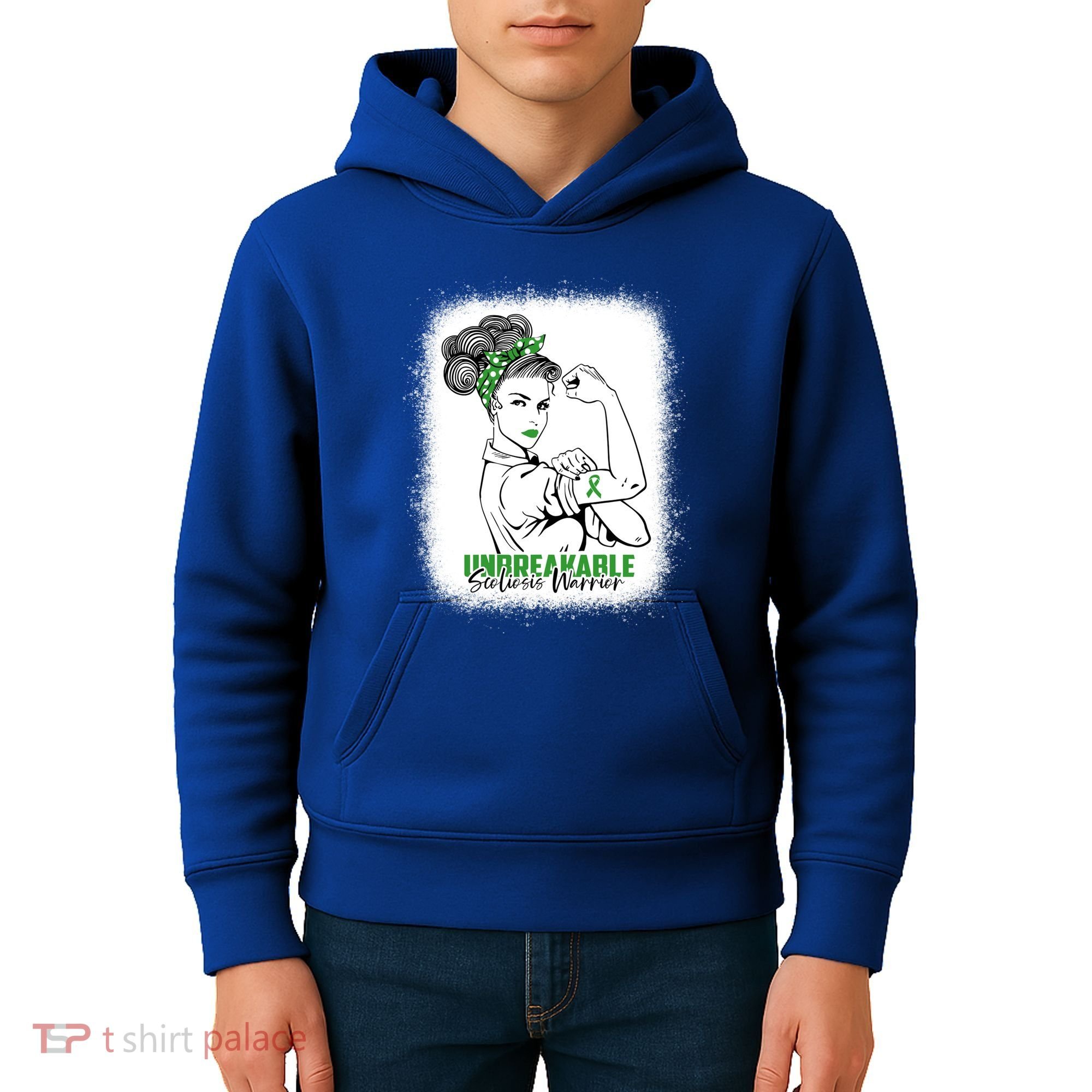 Scoliosis Warrior Unbreakable Bleached Scoliosis Awareness Gift Kids Hoodie