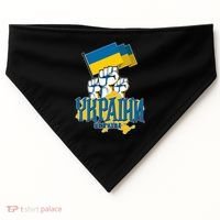 Stand With Ukraine Ukrainian Flag Protest Fist USA-Made Doggie Bandana thumb 0