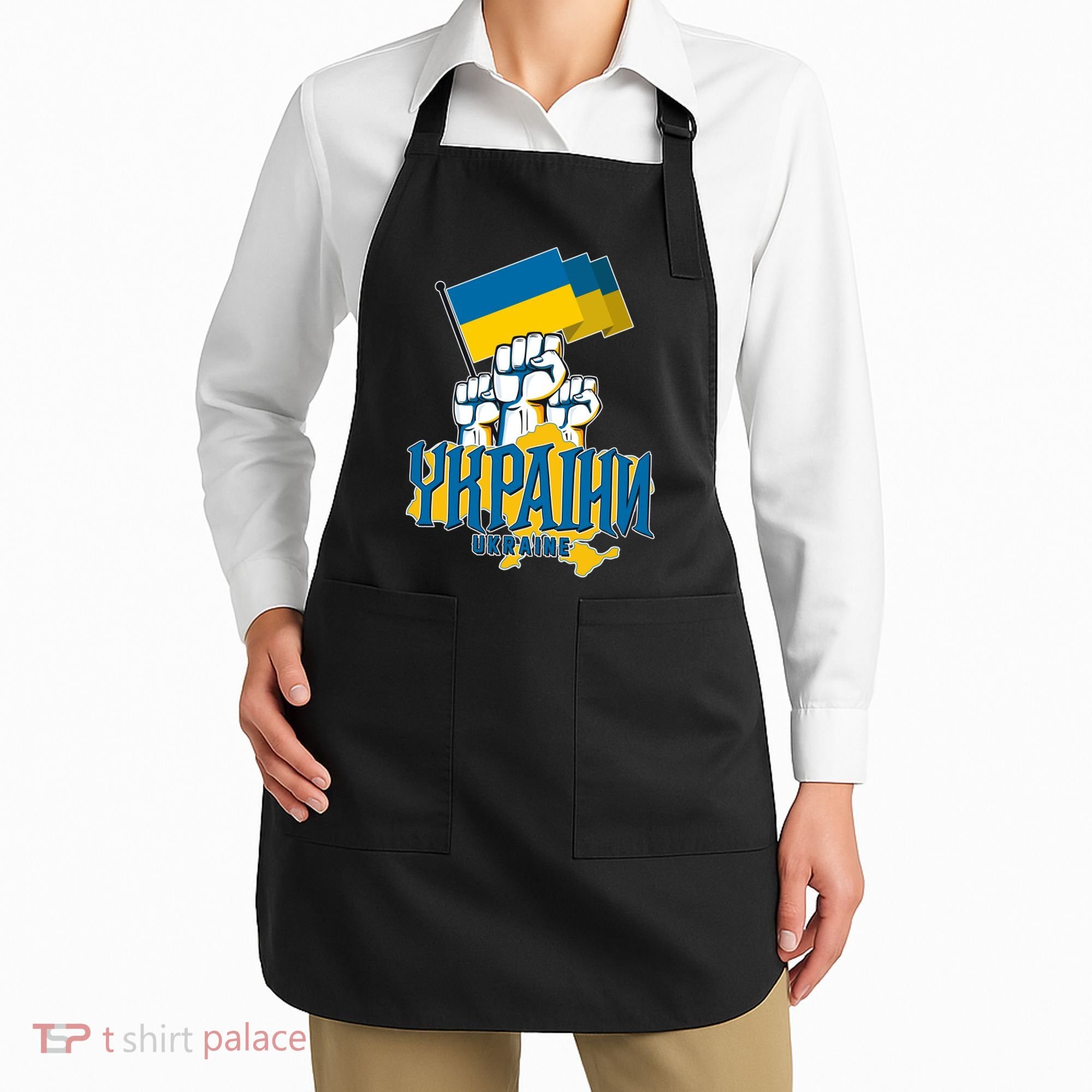 Stand With Ukraine Ukrainian Flag Protest Fist Apron