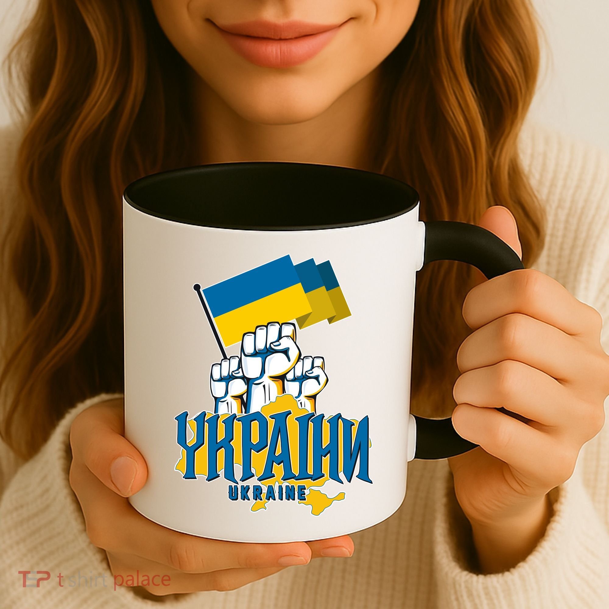 Stand With Ukraine Ukrainian Flag Protest Fist Coffee Mug