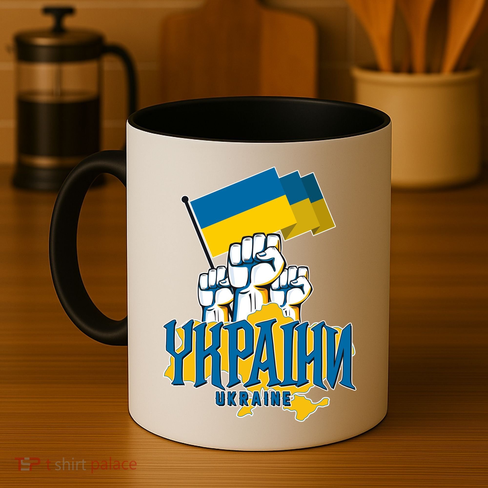 Stand With Ukraine Ukrainian Flag Protest Fist Coffee Mug