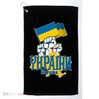 Stand With Ukraine Ukrainian Flag Protest Fist Golf Towel thumb 0