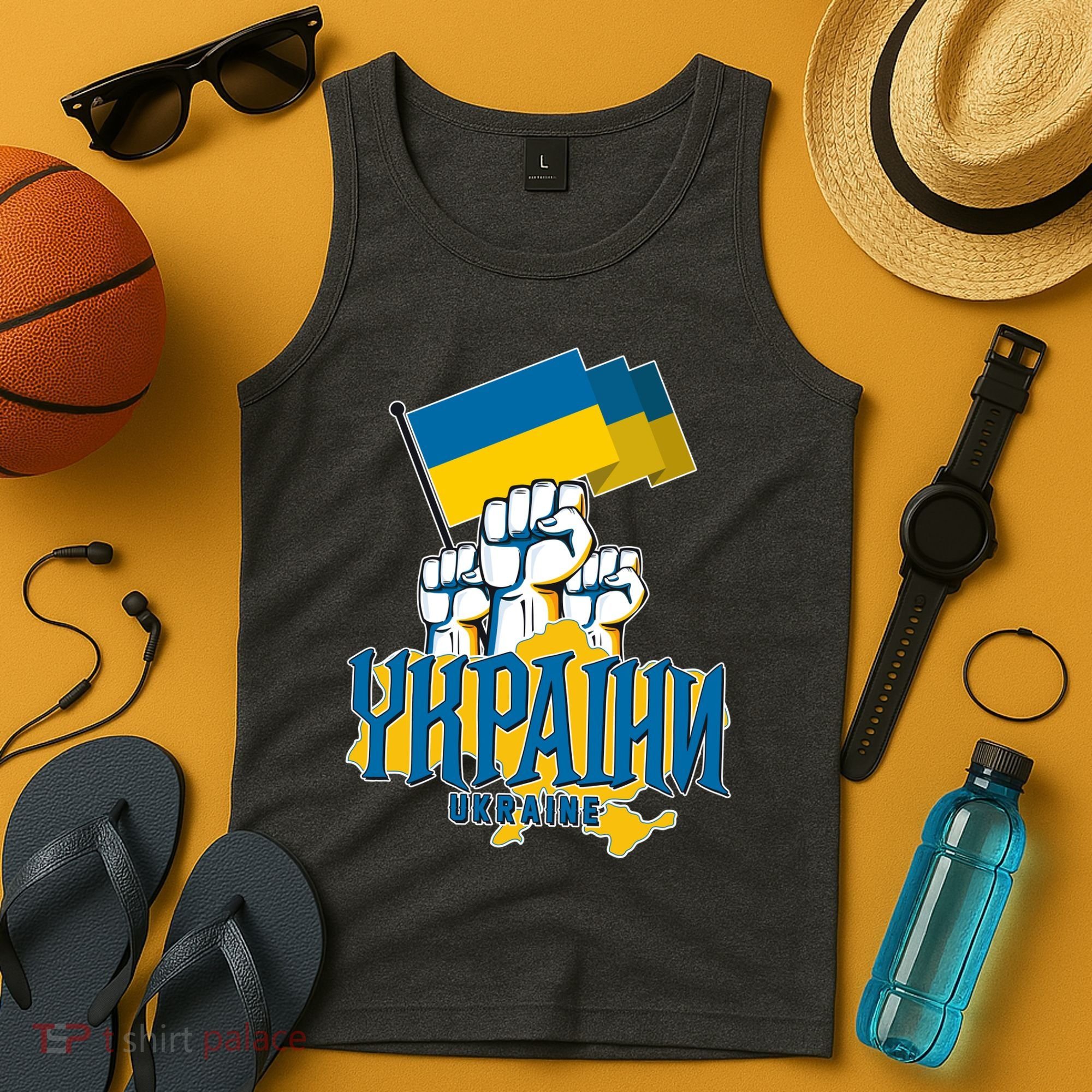 Stand With Ukraine Ukrainian Flag Protest Fist Tank Top