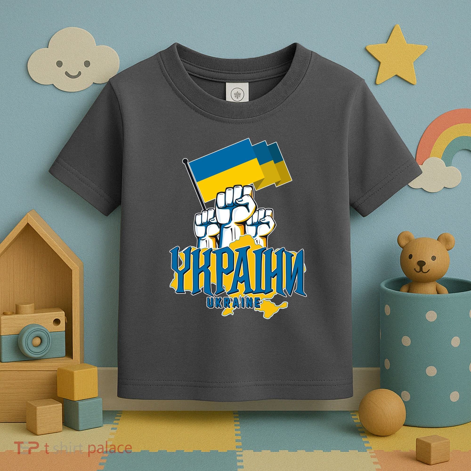 Stand With Ukraine Ukrainian Flag Protest Fist Toddler T-Shirt