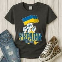 Stand With Ukraine Ukrainian Flag Protest Fist Women's T-Shirt thumb 3