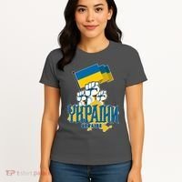 Stand With Ukraine Ukrainian Flag Protest Fist Women's T-Shirt thumb 4