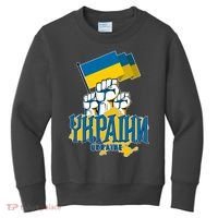 Stand With Ukraine Ukrainian Flag Protest Fist Kids Sweatshirt thumb 0