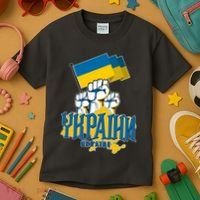Stand With Ukraine Ukrainian Flag Protest Fist Kids T-Shirt thumb 3