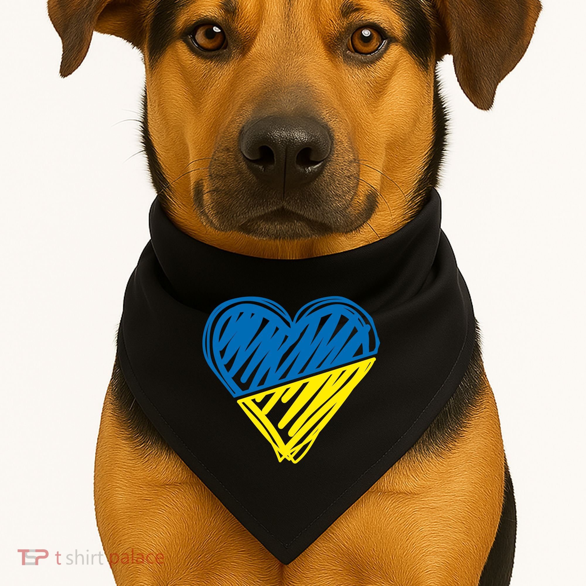 Stand With Ukraine Scribble Heart Ukrainian Flag USA-Made Doggie Bandana