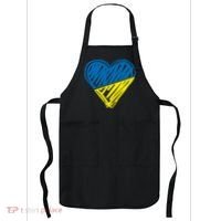 Stand With Ukraine Scribble Heart Ukrainian Flag Apron thumb 0